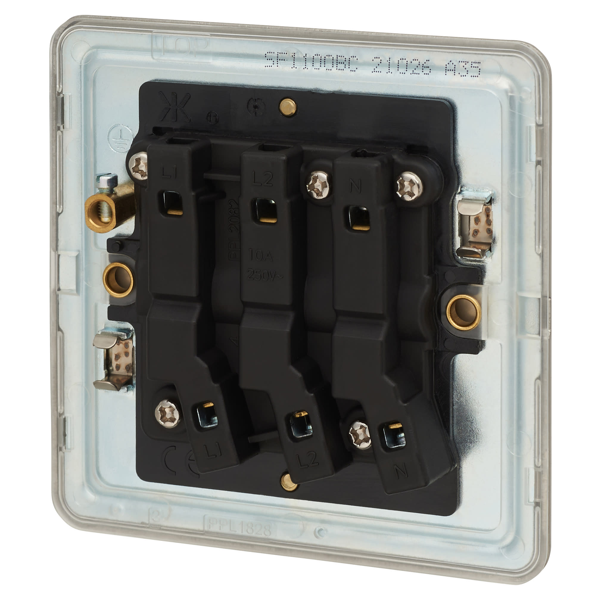 10AX 1 Gang Triple Pole Fan Isolator Switch - Brushed Chrome - view 3
