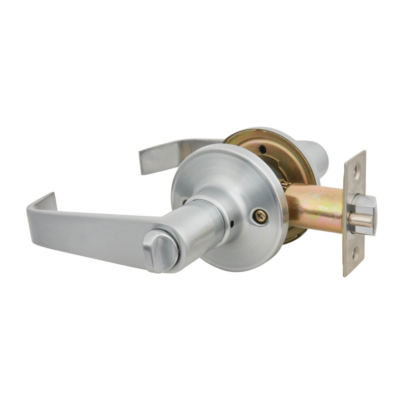 Satin Chrome Return to Door Hotel Entrance Door Handles on Round Rose Set - view 3