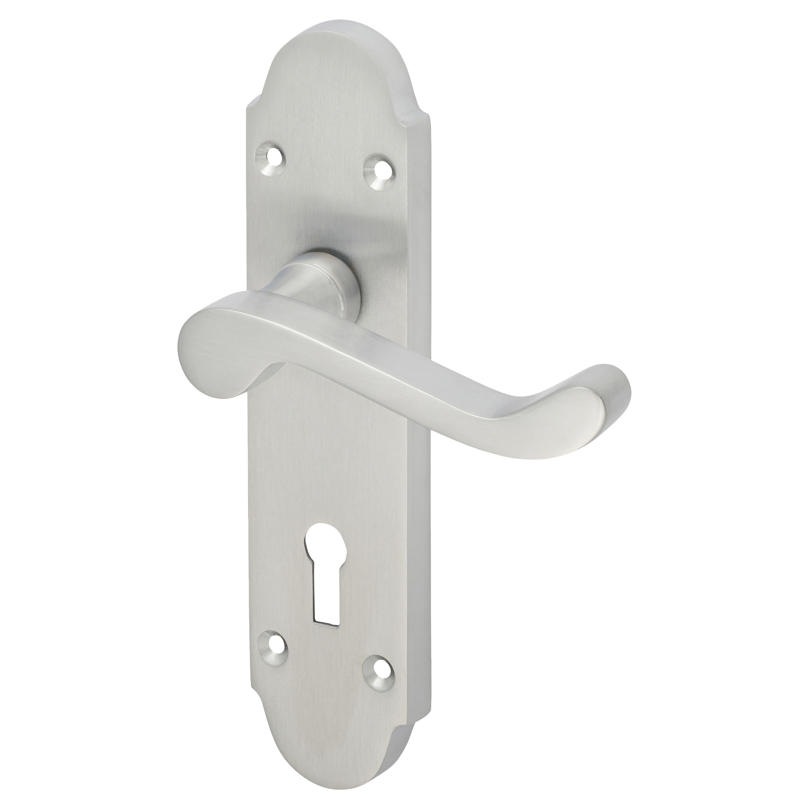 Satin Chrome Victorian Summer Scroll Keyhole Lock Door Handles - 168 x 40mm - view 2