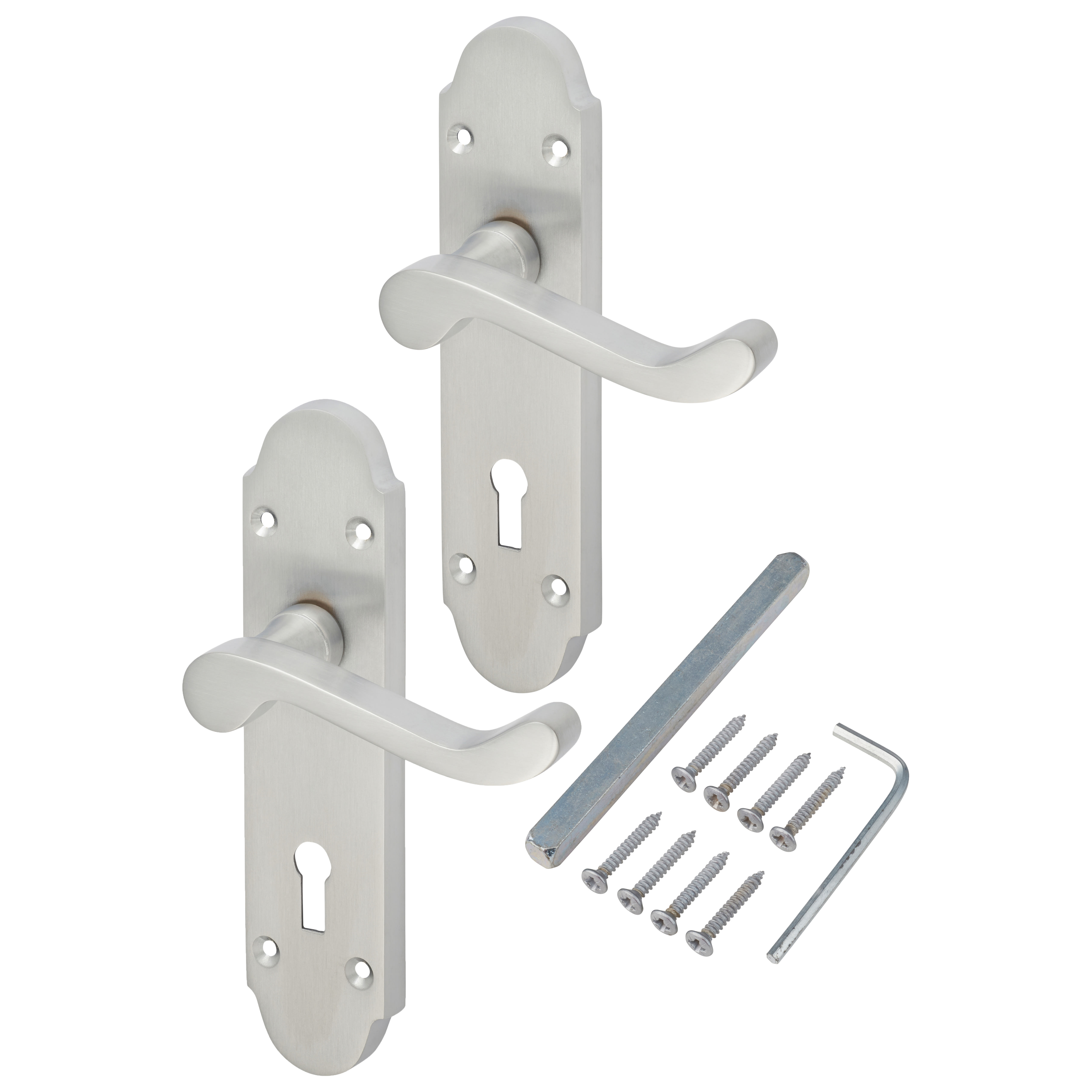 Satin Chrome Victorian Summer Scroll Keyhole Lock Door Handles - 168 x 40mm - view 3