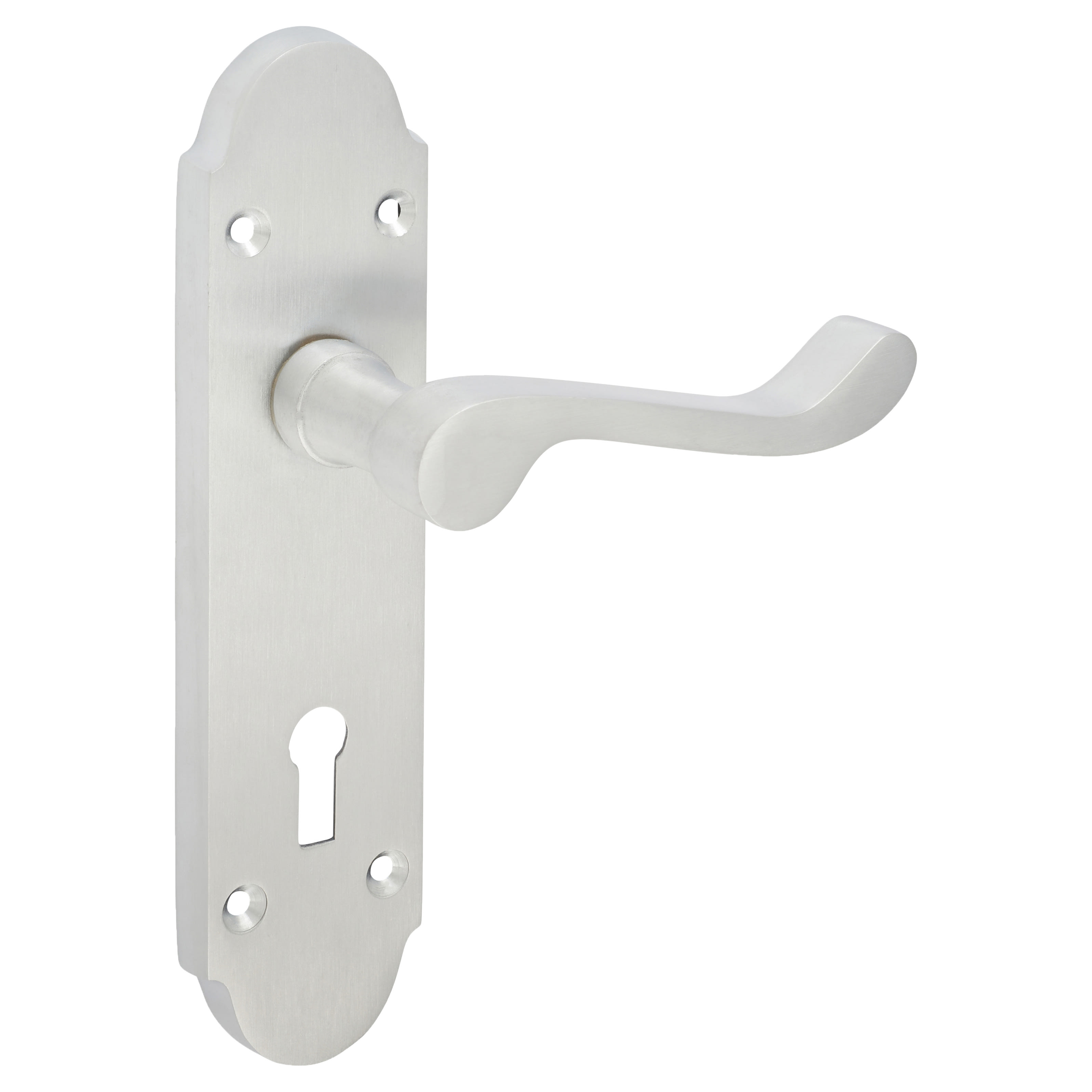 Satin Chrome Victorian Summer Scroll Keyhole Lock Door Handles - 168 x 40mm - view 4