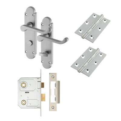 Satin Chrome Victorian Summer Scroll Bathroom Lock Door Handles Pack - view 2