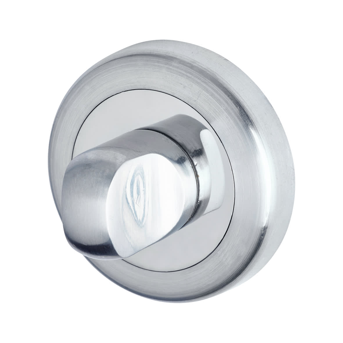 Polished/Satin Chrome Bathroom Lock Door Handles on Rose Pack - Belmonte Range - view 6