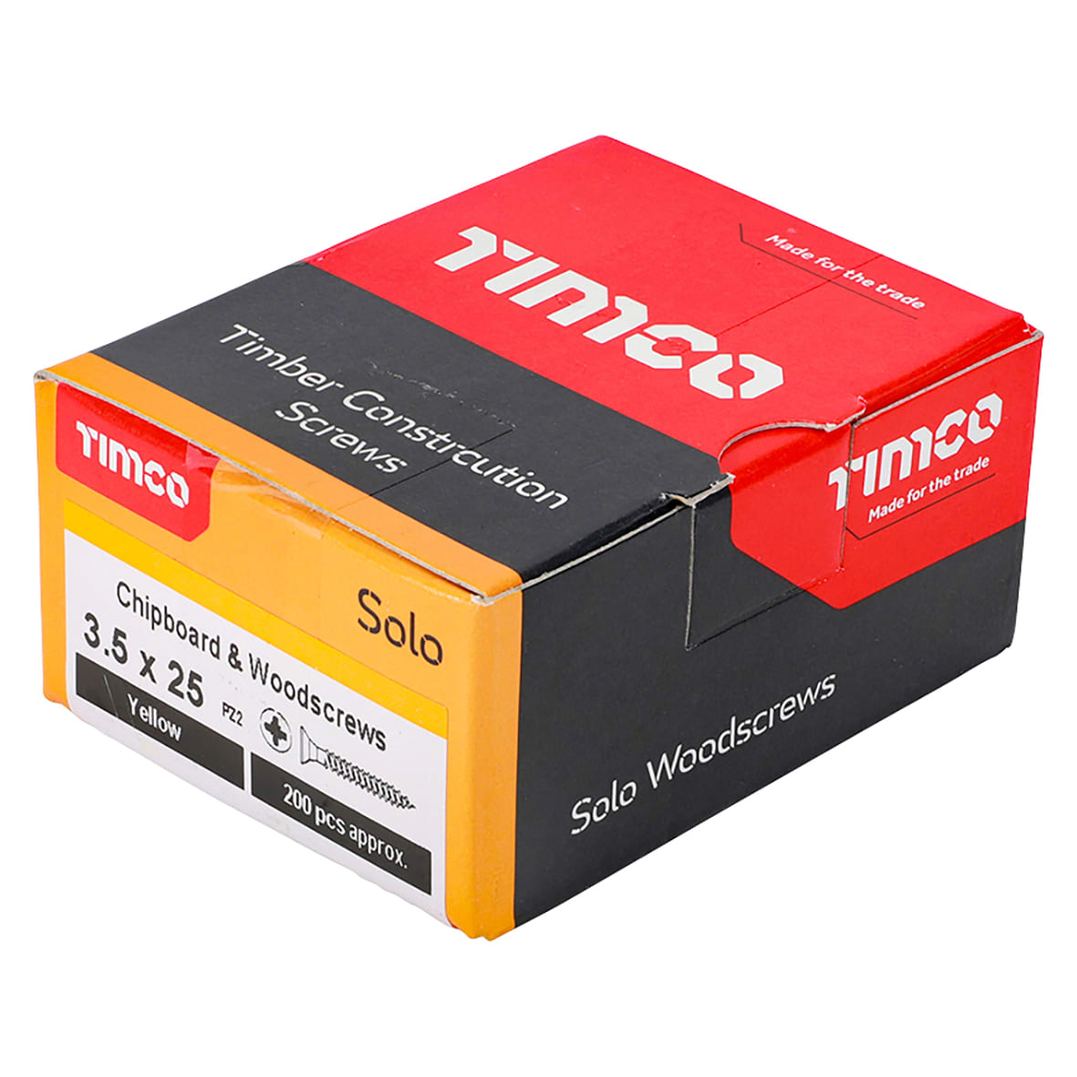 Solo Chippy Pozi Countersunk Wood Screws - 3.5 x 25mm - Yellow Zinc - Pack of 200 - view 4