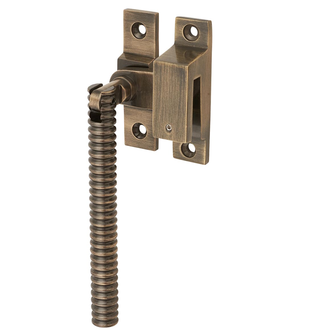 Iris Reeded Locking Mortice & Hook Plate Window Fastener - Reversible - Antique Brass - view 2