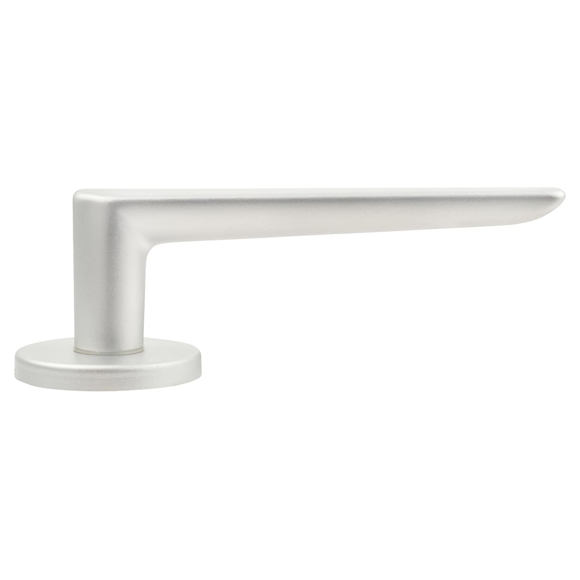 Satin Aluminium Door Handles on Round Rose - Easy Click Neptune Range - view 3