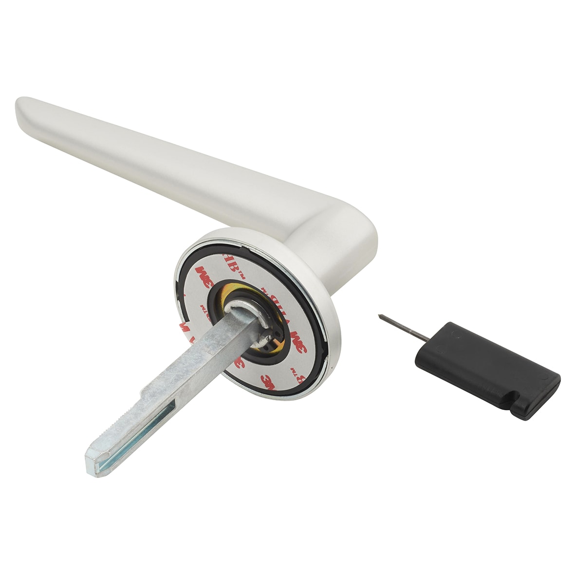 Satin Aluminium Door Handles on Round Rose - Easy Click Neptune Range - view 4