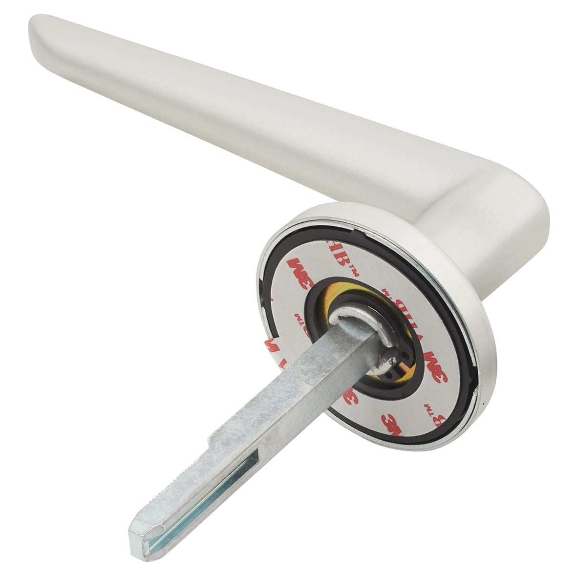 Satin Aluminium Door Handles on Round Rose - Easy Click Neptune Range - view 5
