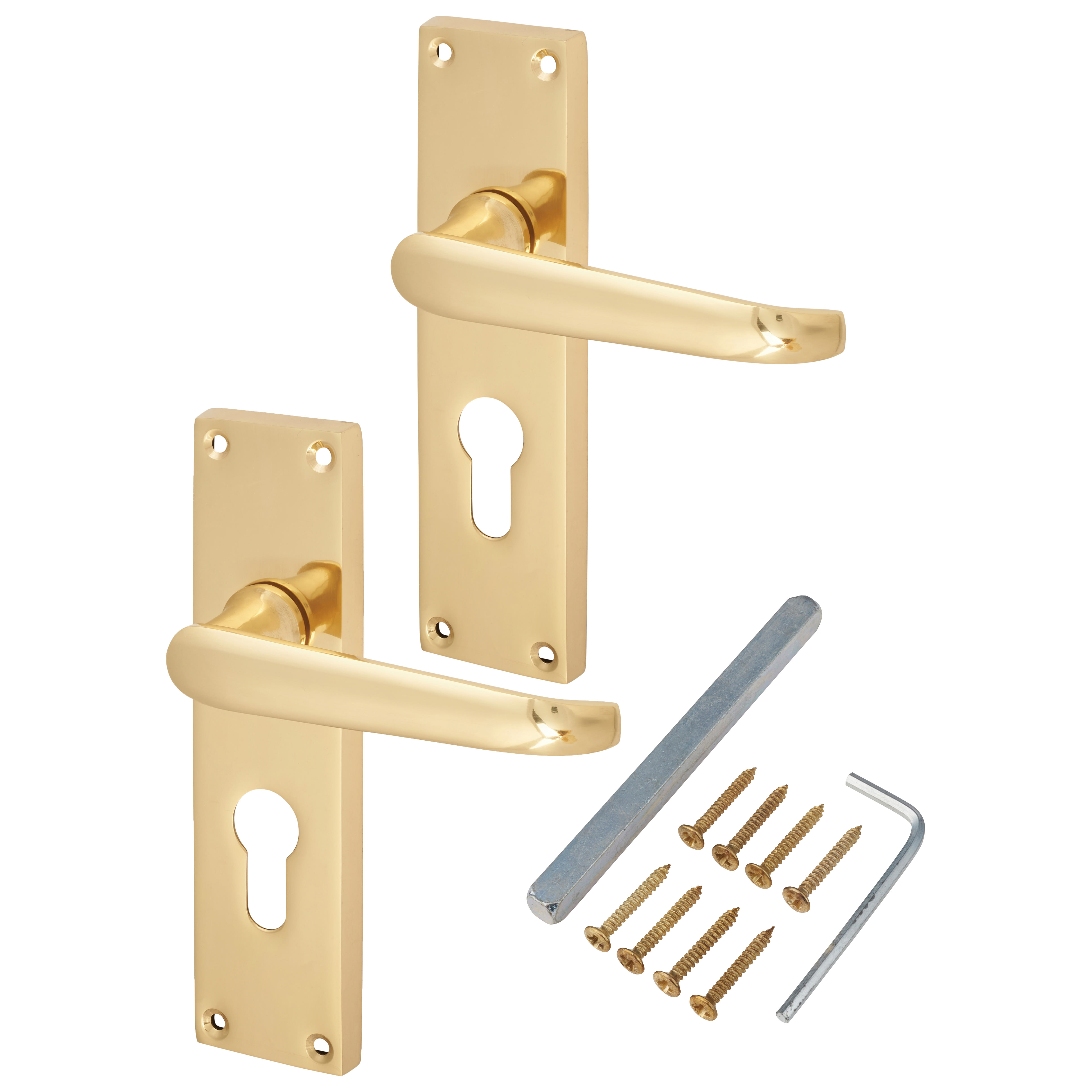 Polished Brass Victorian Straight Euro Lock Door Handles - 155 x 42mm - view 3
