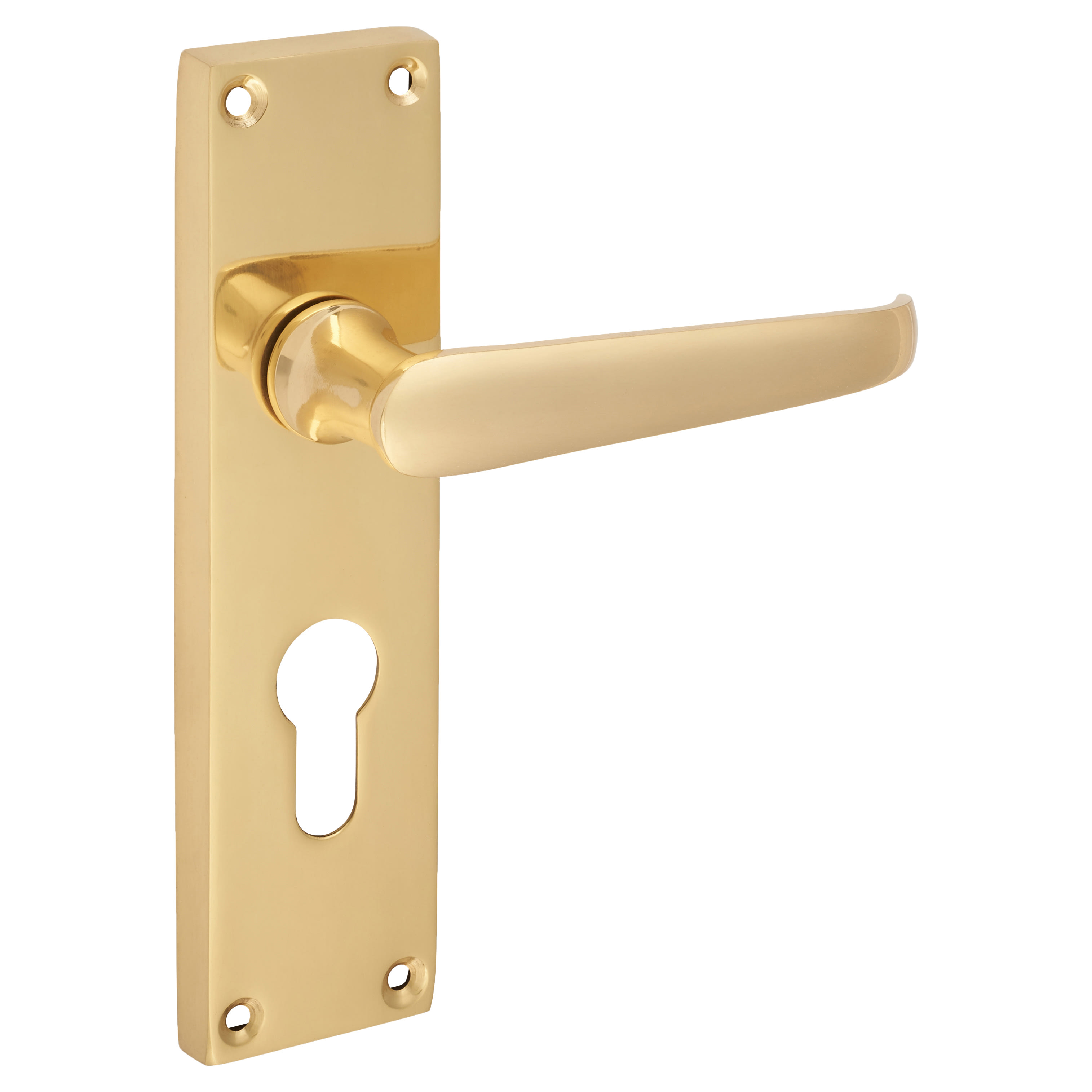 Polished Brass Victorian Straight Euro Lock Door Handles - 155 x 42mm - view 4
