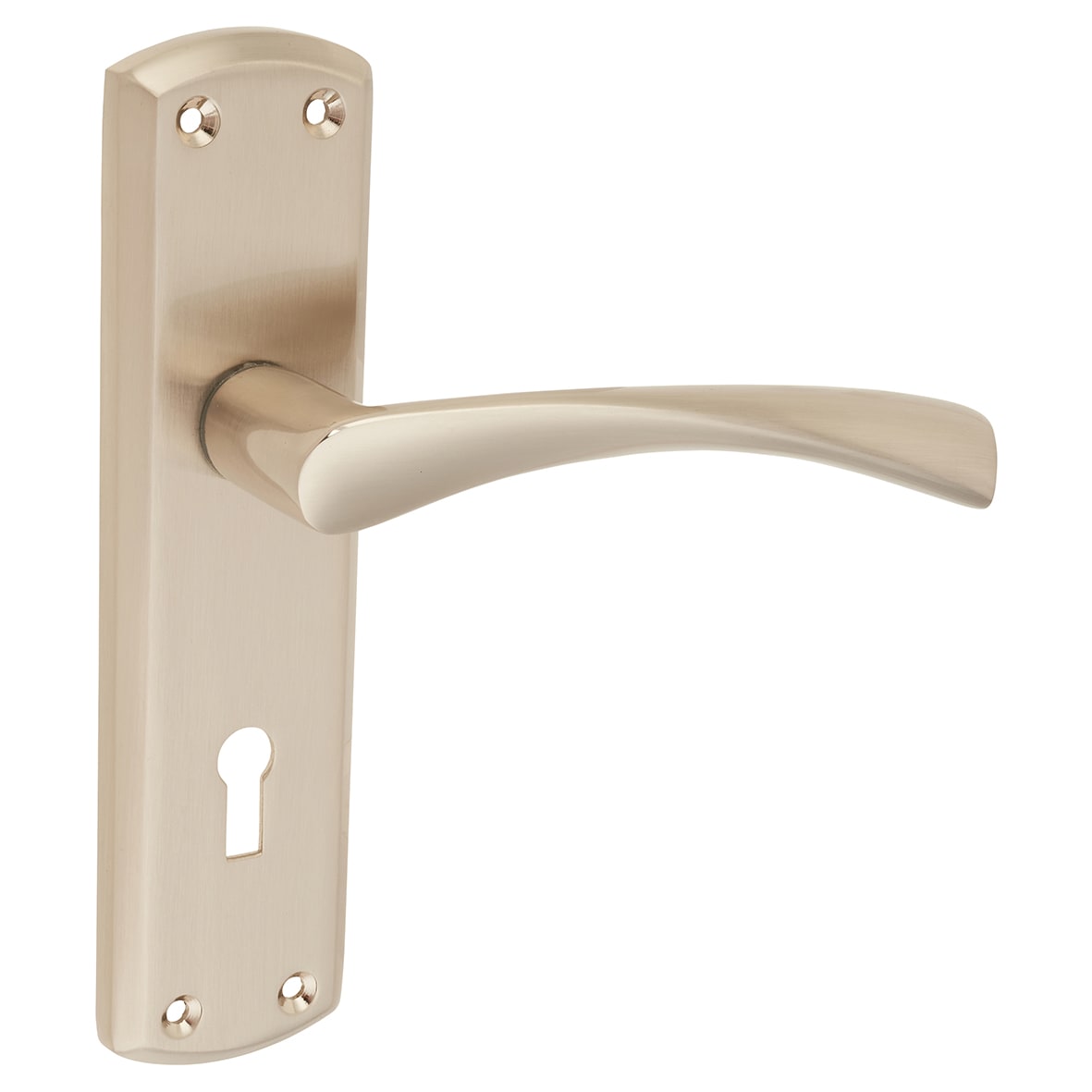 Satin Nickel Keyhole Lock Door Handles - Monza Range - 175 x 45mm - view 2