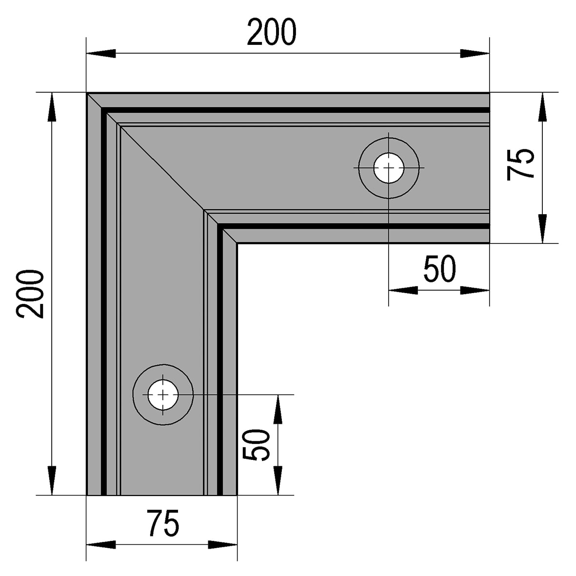 VetroMount Corner for Top Mount Profile - 200 x 200mm - Anodised Aluminium - view 3