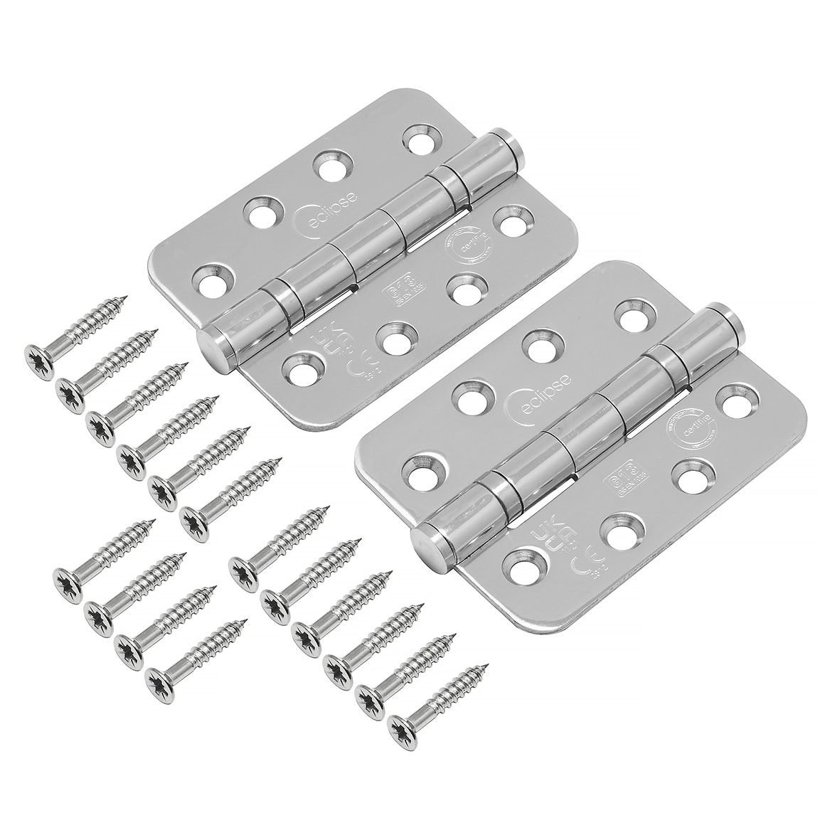 Radius Ball Bearing Grade 13 Butt Fire Door Hinge - 102 x 76 x 3mm - Pol Stainless - Pair - view 2
