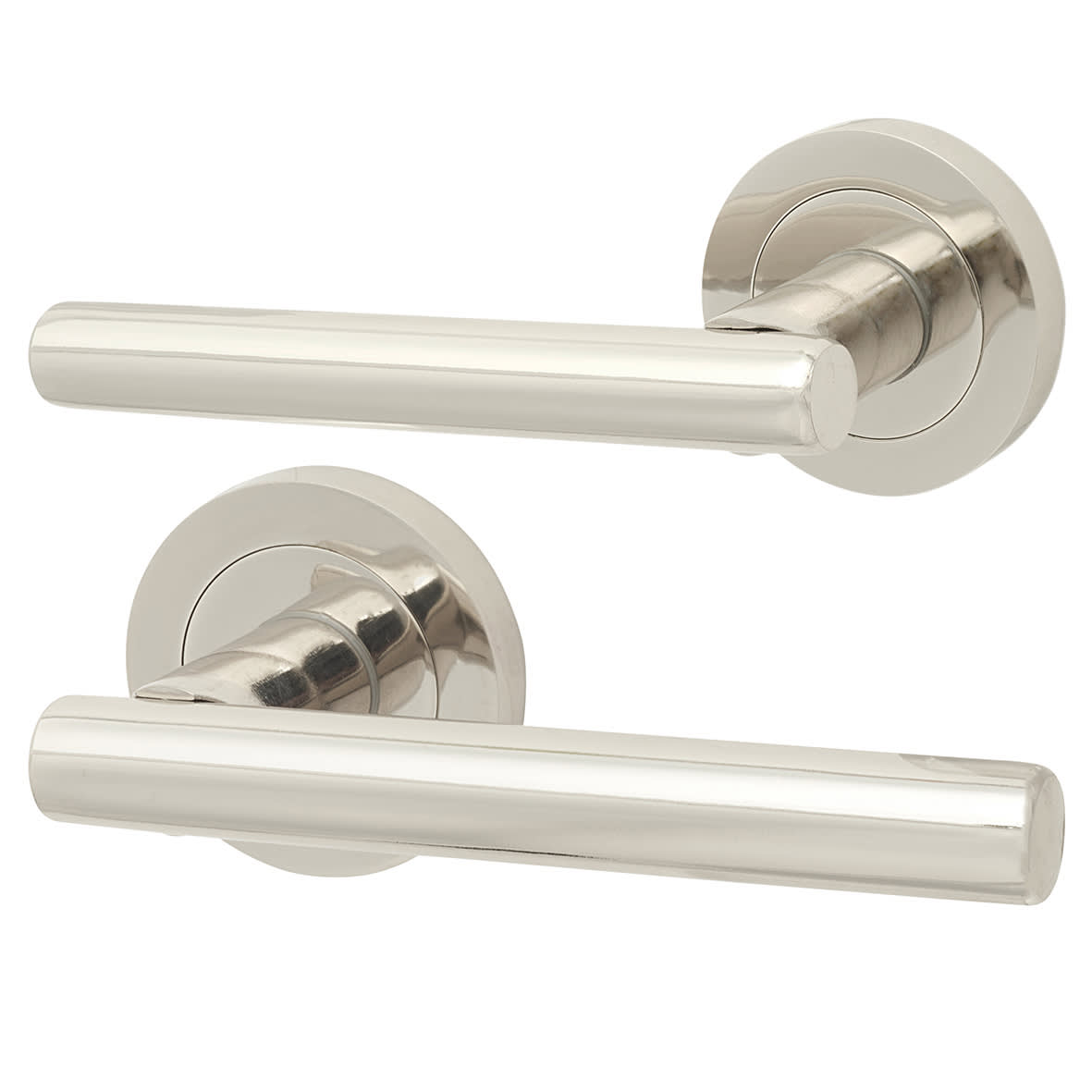 Polished Nickel Euro Lock Door Handles on Rose Pack - Ella Range - view 2