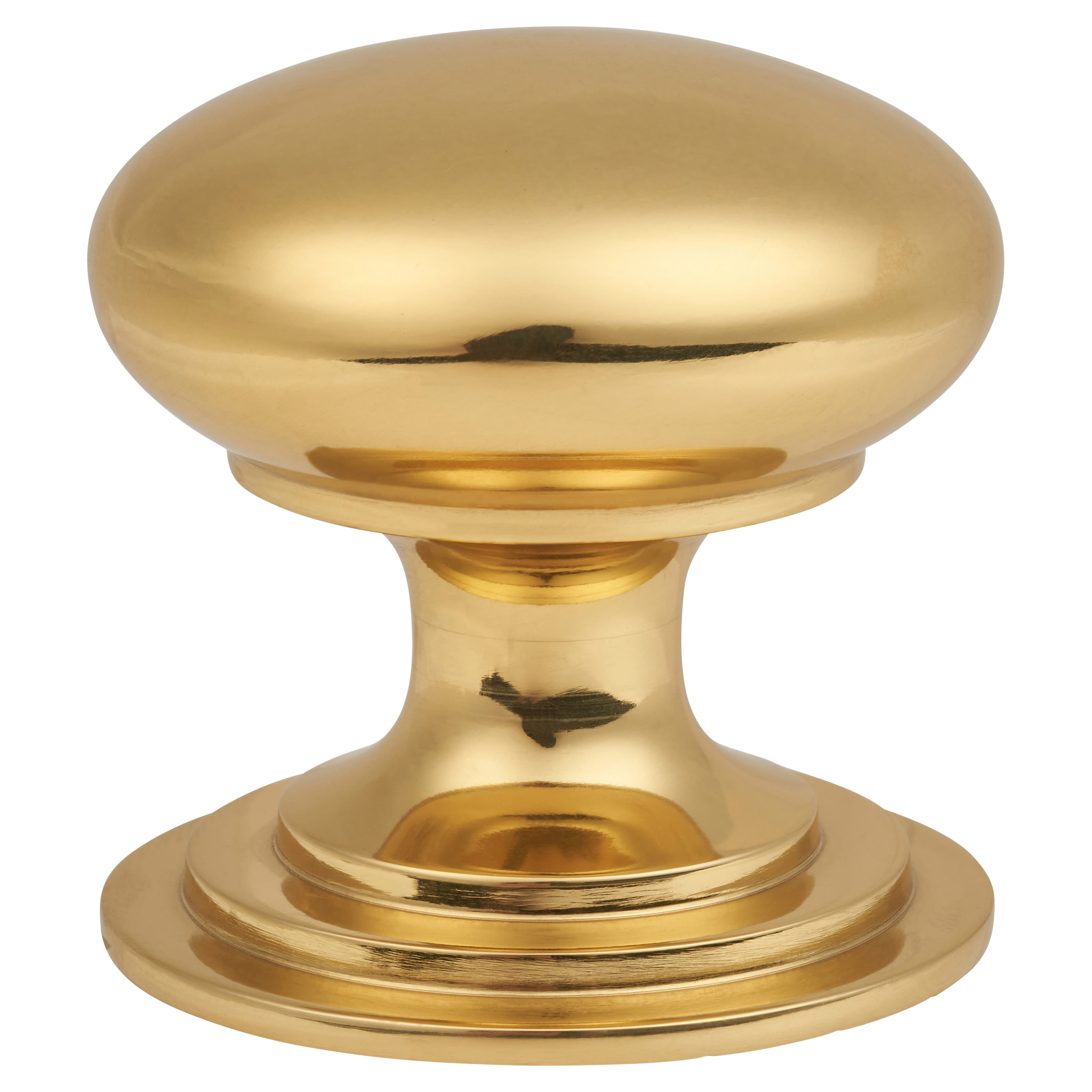 Victorian Turned Round Cabinet Knob - 50mm Diameter - Polished Brass - view 3