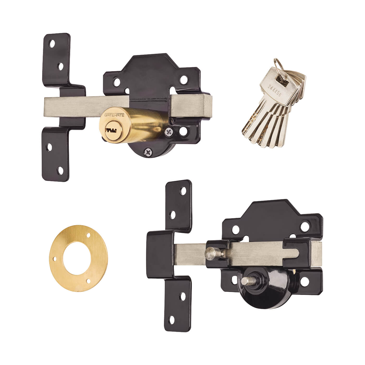 Locking Long Throw Gate Lock - 50mm Gate Thickness - 1 Keyhole/1 Button - 316 Stainless Steel - view 2
