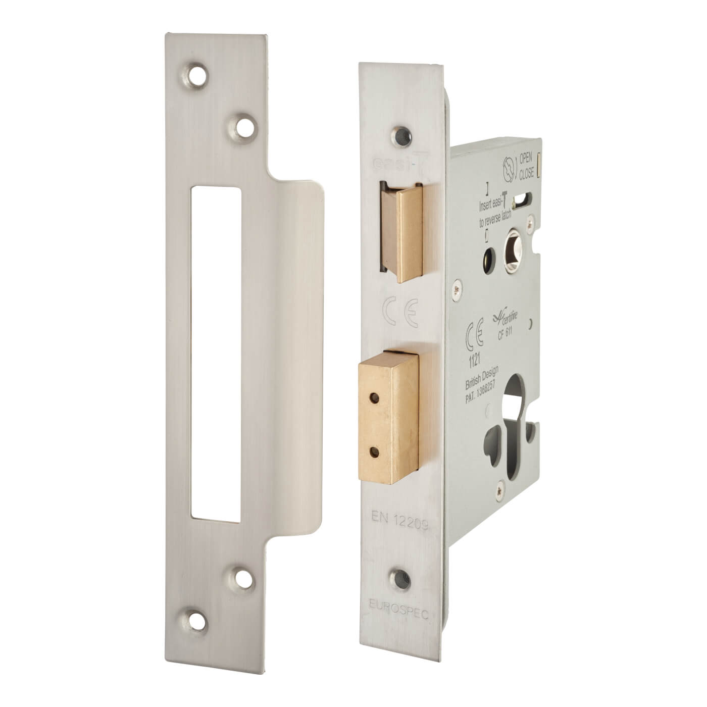 Architectural Bolt Through Euro Profile Sashlock - 78mm Case - 57mm Backset - Satin Stainless - view 2