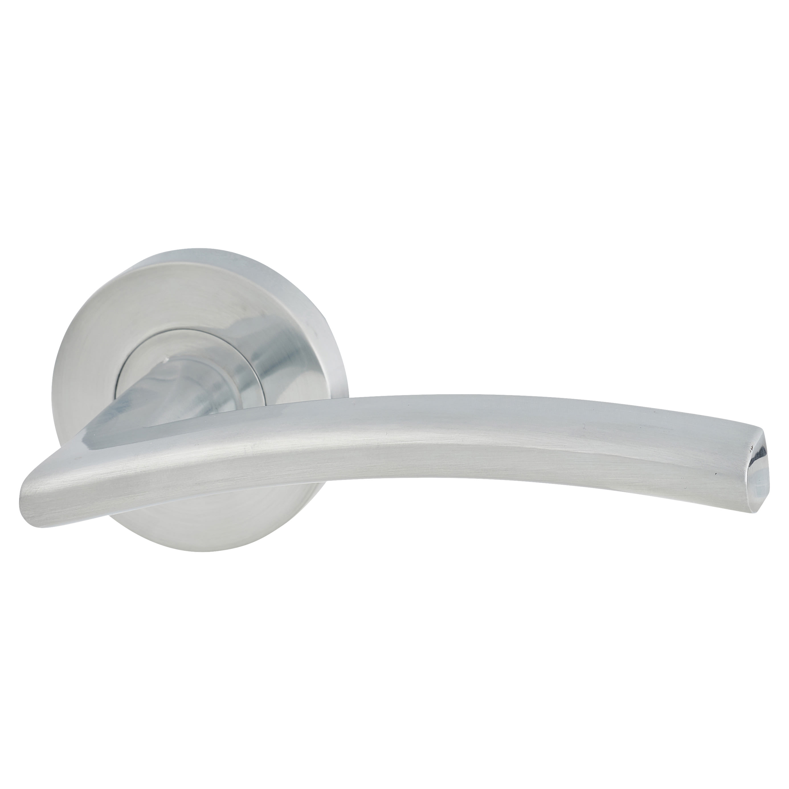 Satin Chrome Door Handles on Round Rose - Sabre Range - view 2