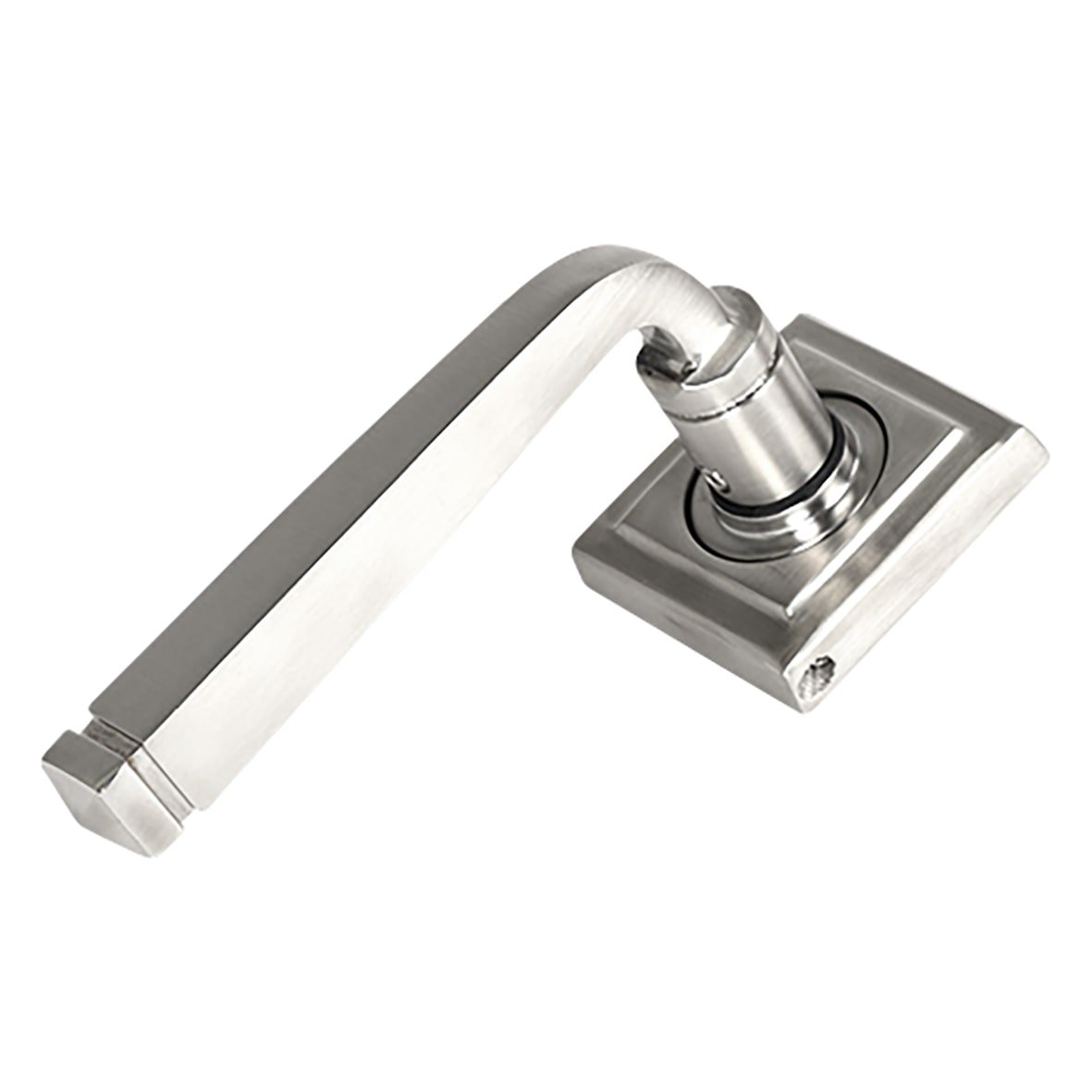 Satin Stainless Steel Door Handles on Square Rose - Avon Range - view 2
