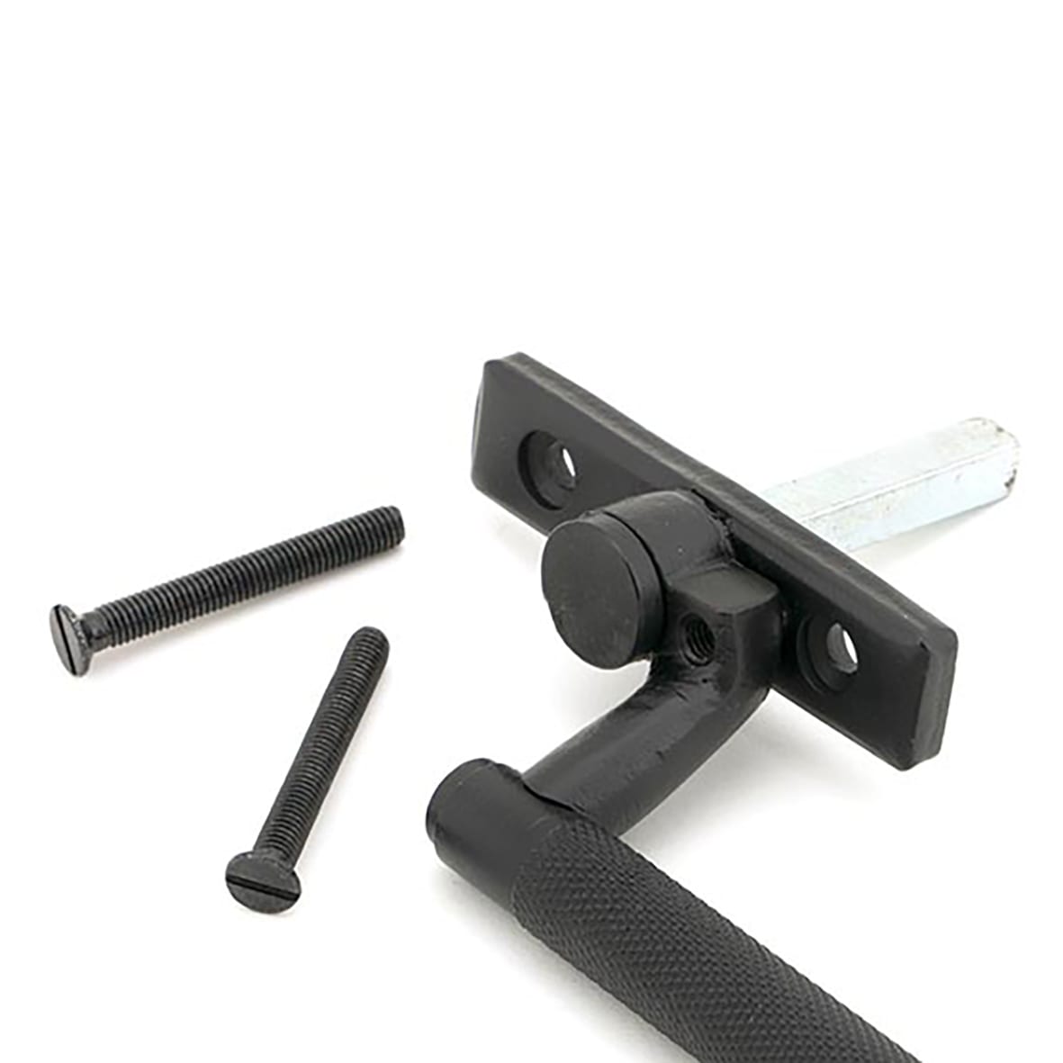 Brompton Knurled Locking Espagnolette Casement Window Handle - Left - Matt Black - view 3