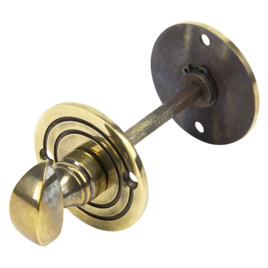 Reeded Bathroom Turn & Release - 50mm Diameter - Aged Brass - view 3
