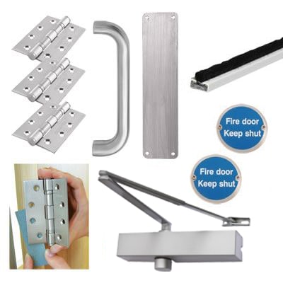 Medium Duty Pull Door Handle Fire Door Kit - Power Size 2-4 - Push/Pull Mounting - Stainless Steel - view 2