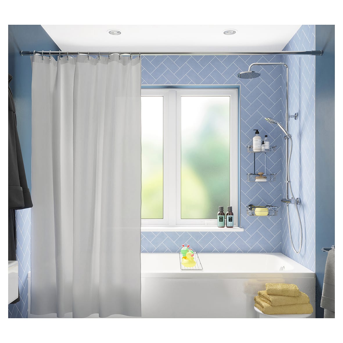 Shower Rail - Telescopic Rod - 1100-2600mm Length - Chrome - view 3