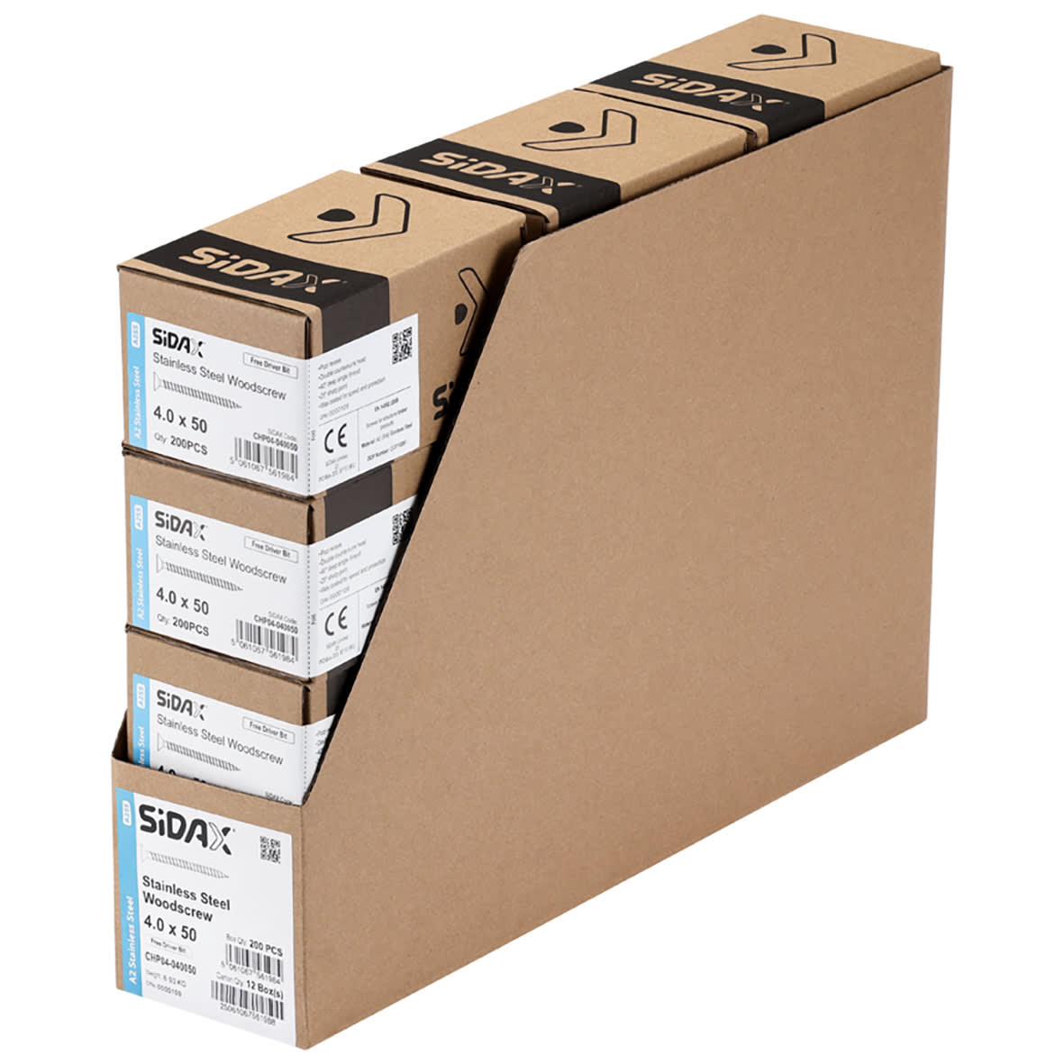 Pozi Countersunk Wood Screws - 4.0 x 50mm - A2 Stainless Steel - Pack of 200 - view 3