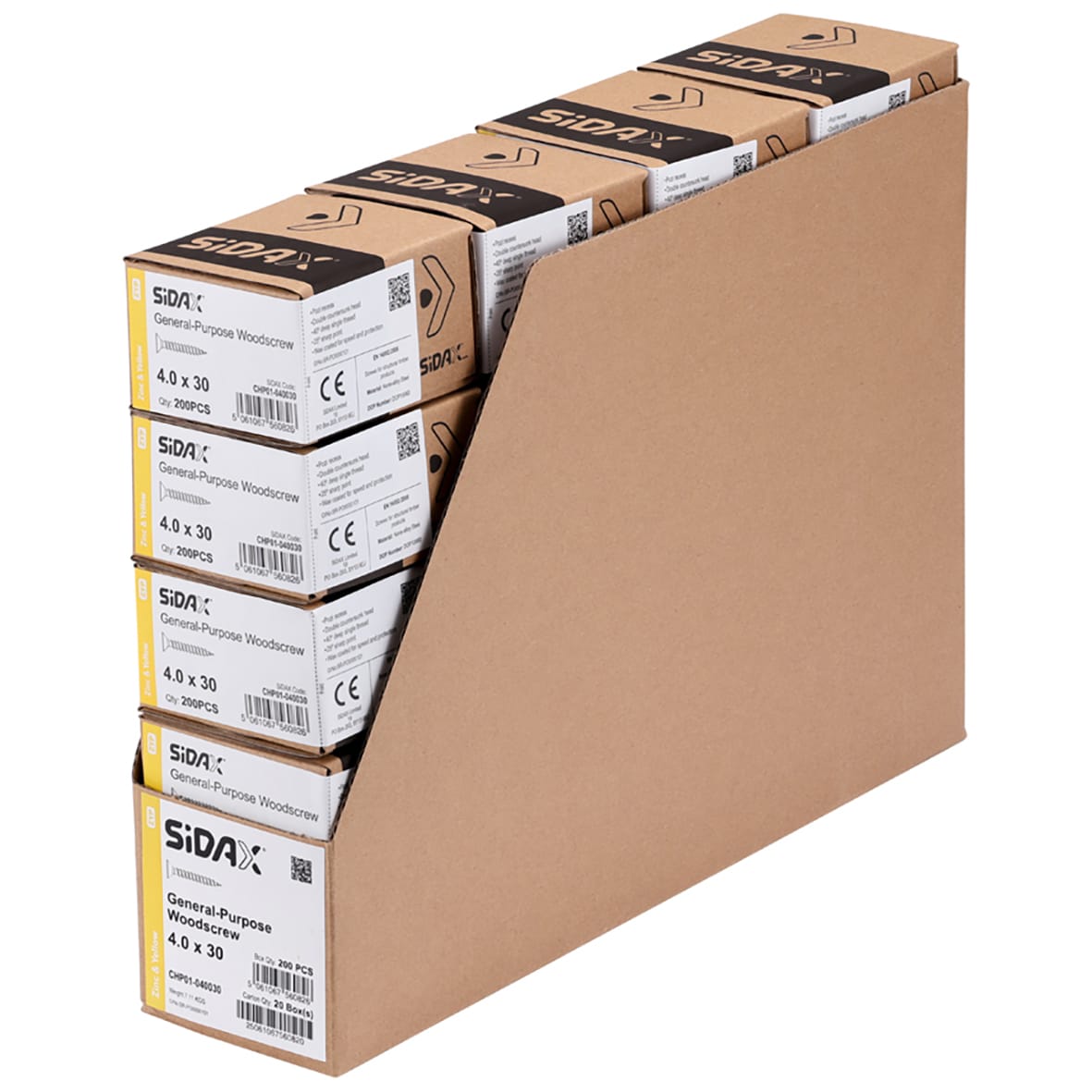 General Purpose Pozi Countersunk Chipboard Wood Screws - 4.0 x 30mm - Yellow Zinc - Pk of 200 - view 3