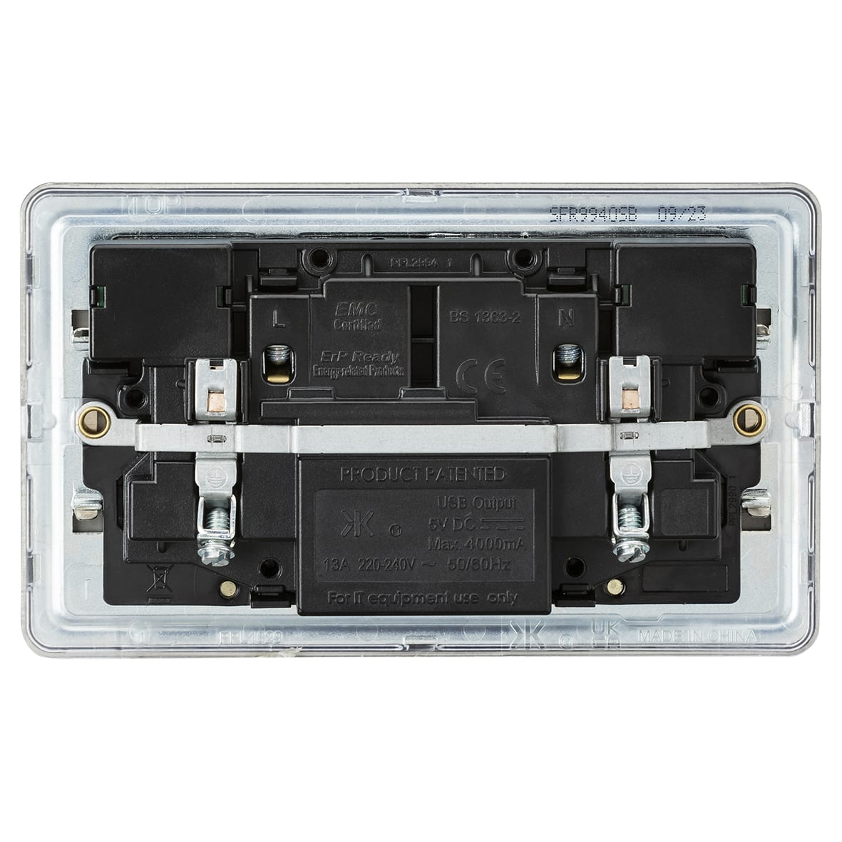13A 2 Gang Screwless Type A/C USB Socket with 2 x USB - 4A - Smoked Bronze/Black - view 3
