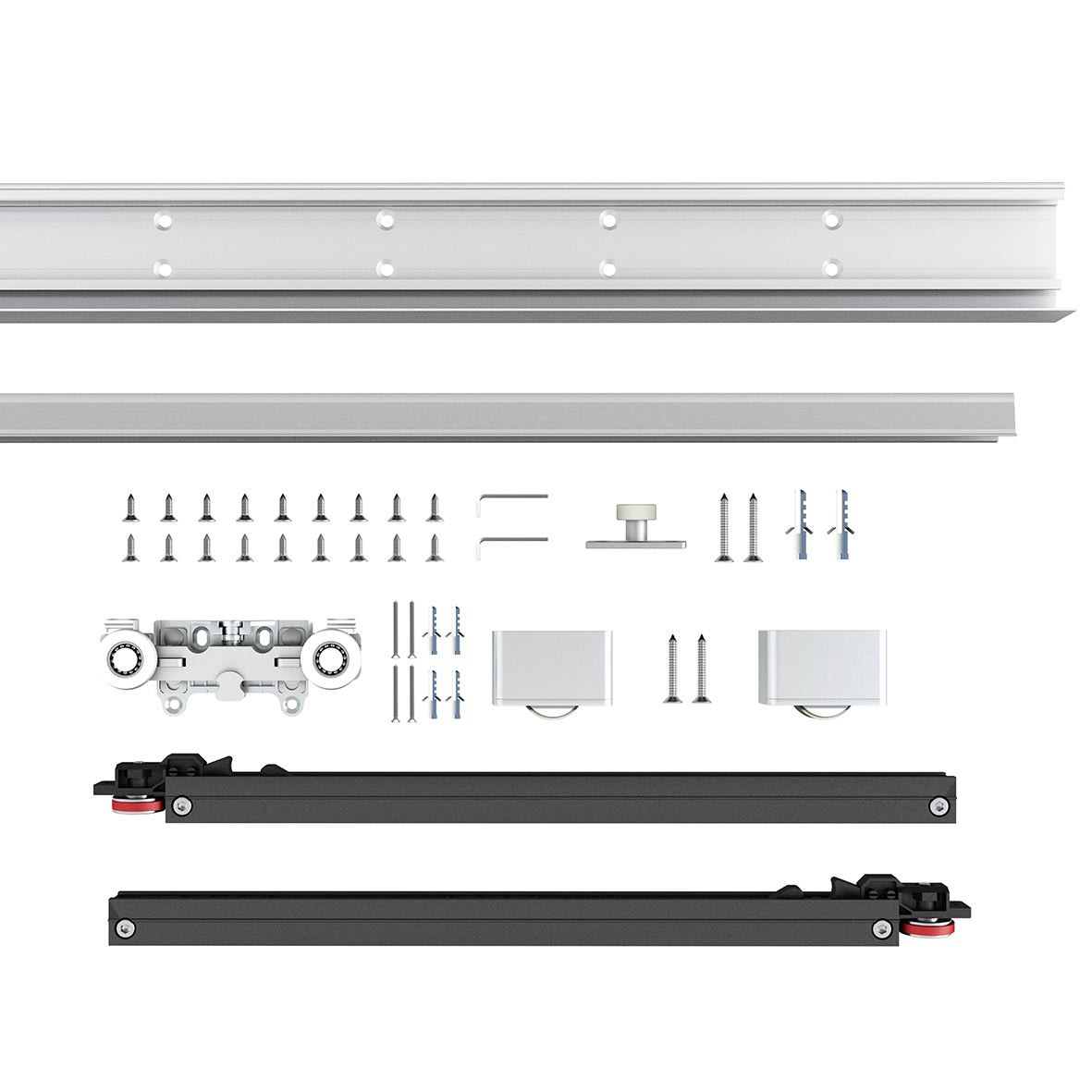 Ghost Sliding Door Kit With Soft Close - 1000mm Track - 60kg Max Door Weight - Aluminium - view 2