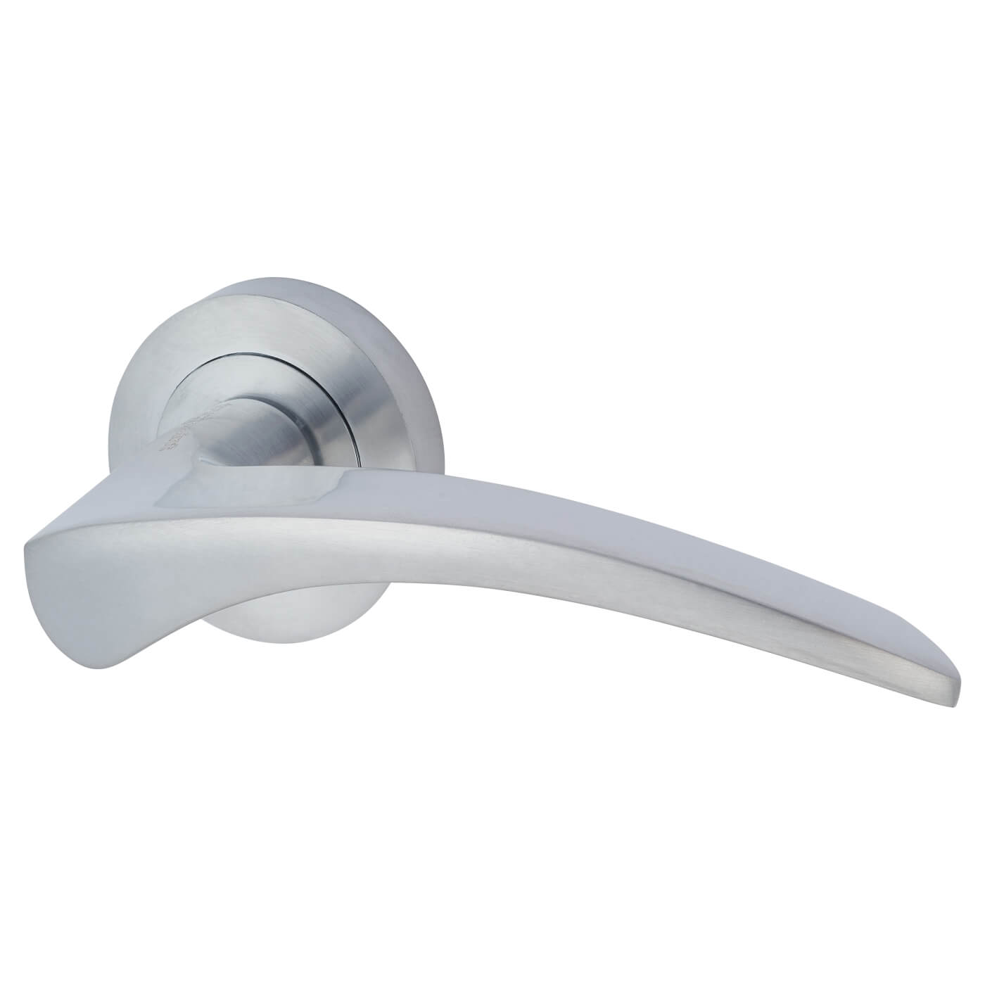 Satin Chrome Bathroom Lock Door Handles on Rose Pack - Aston Range - view 3