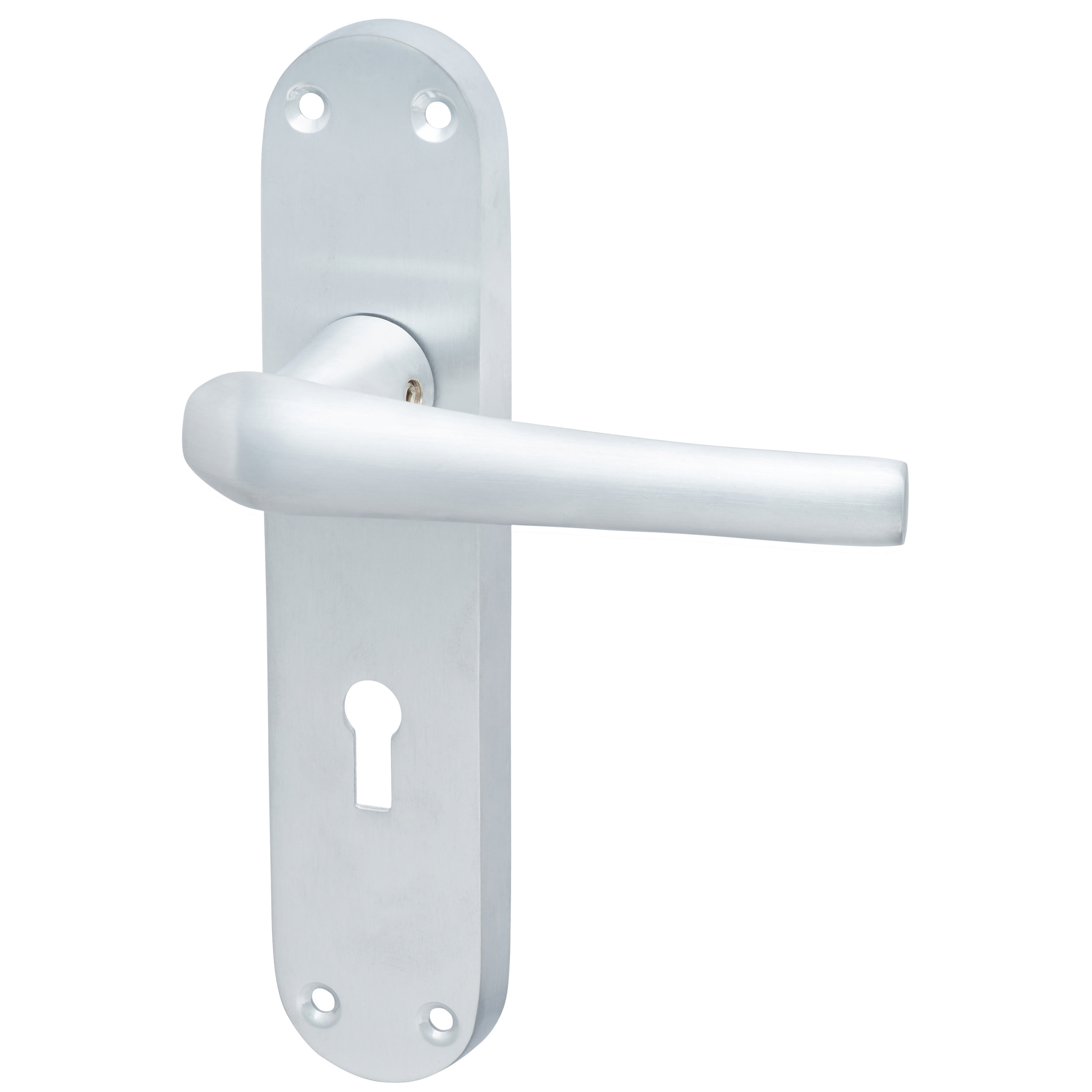Satin Chrome Keyhole Lock Door Handles - Naples Range - 182 x 40mm - view 2