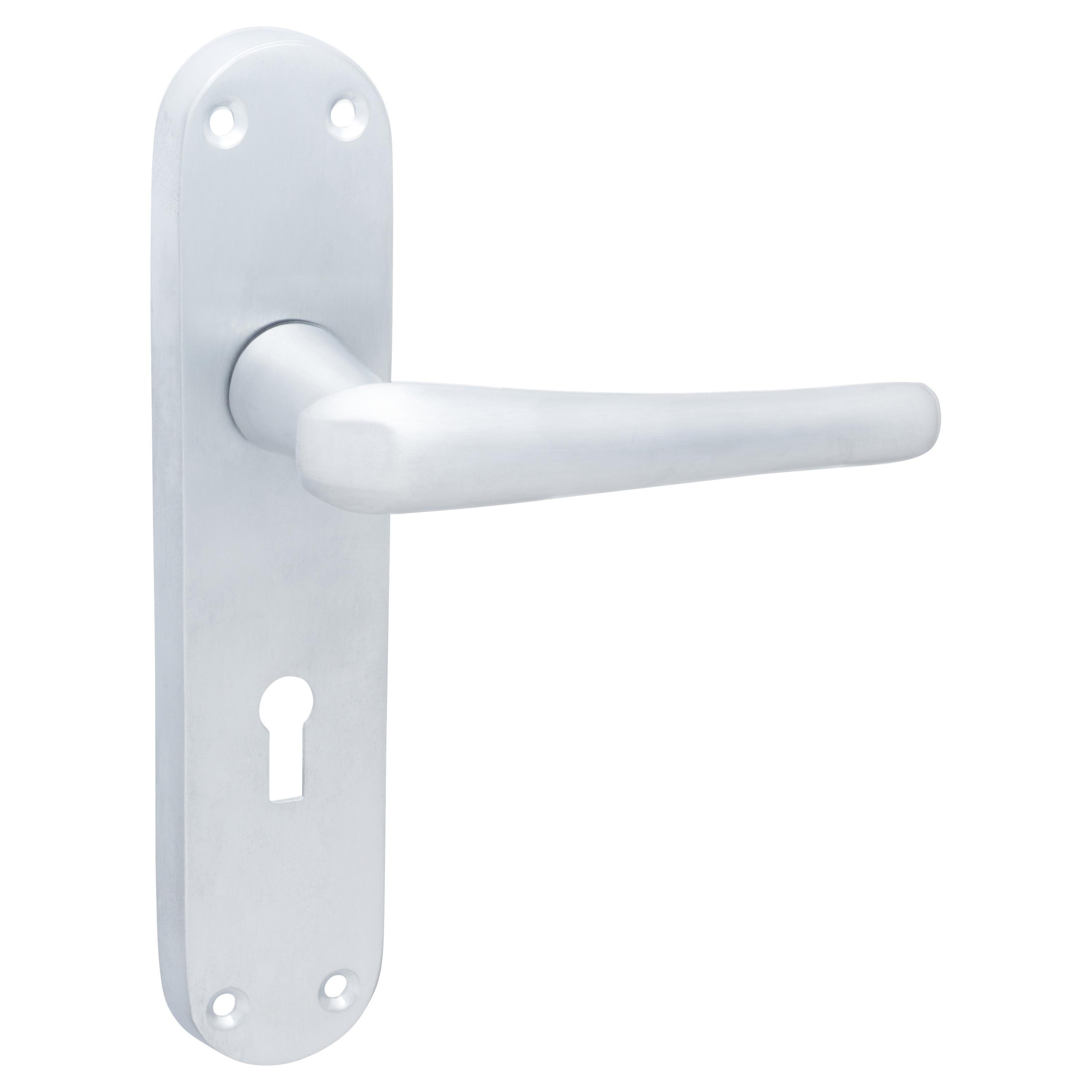 Satin Chrome Keyhole Lock Door Handles - Naples Range - 182 x 40mm - view 4