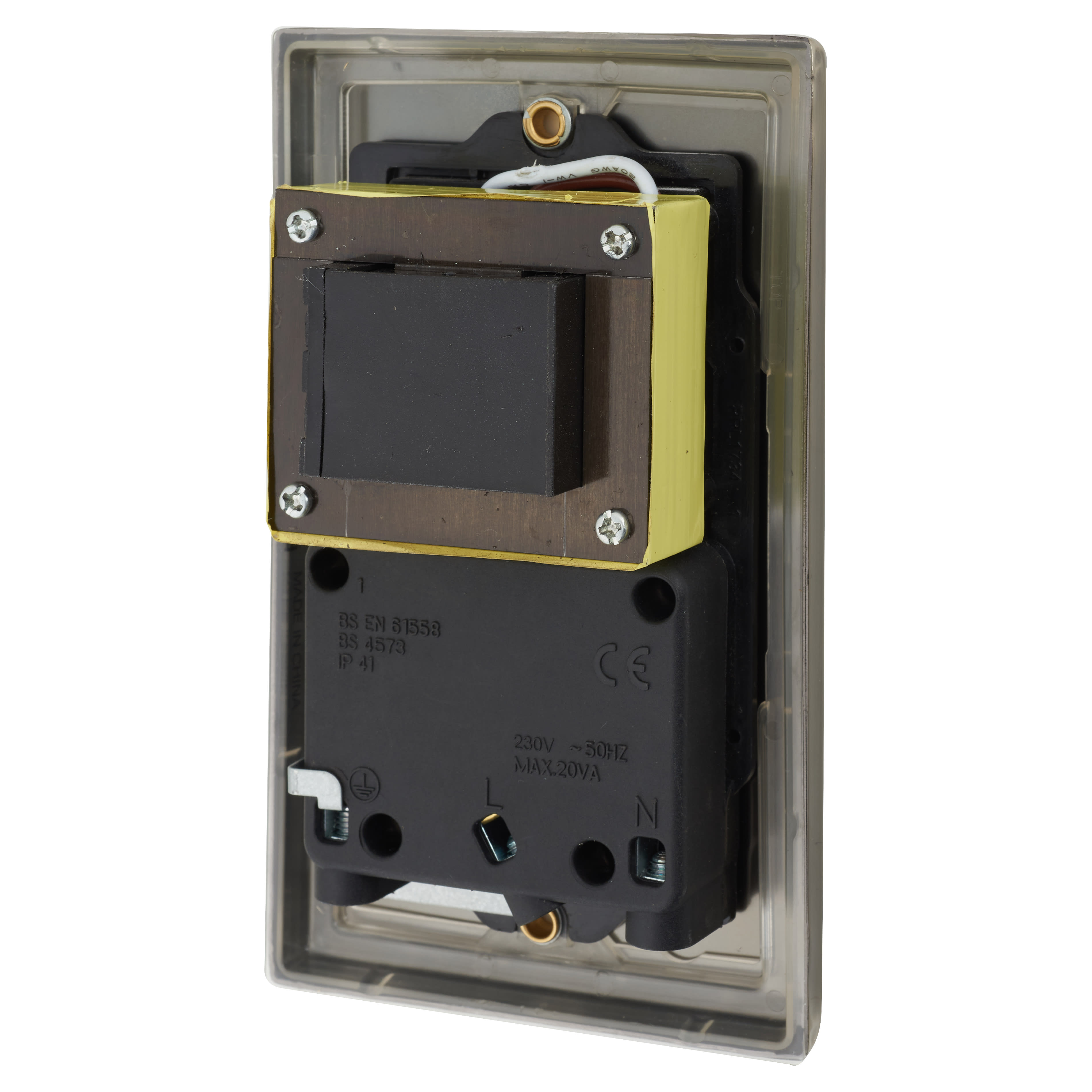 115/230V Dual Voltage Shaver Socket - Antique Brass with Black Insert - view 3