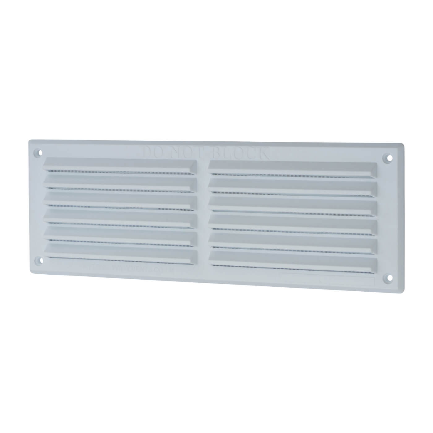 Louvre Vent with Flyscreen - 271 x 95mm - 6600mm² Free Air Flow - White Plastic - view 2
