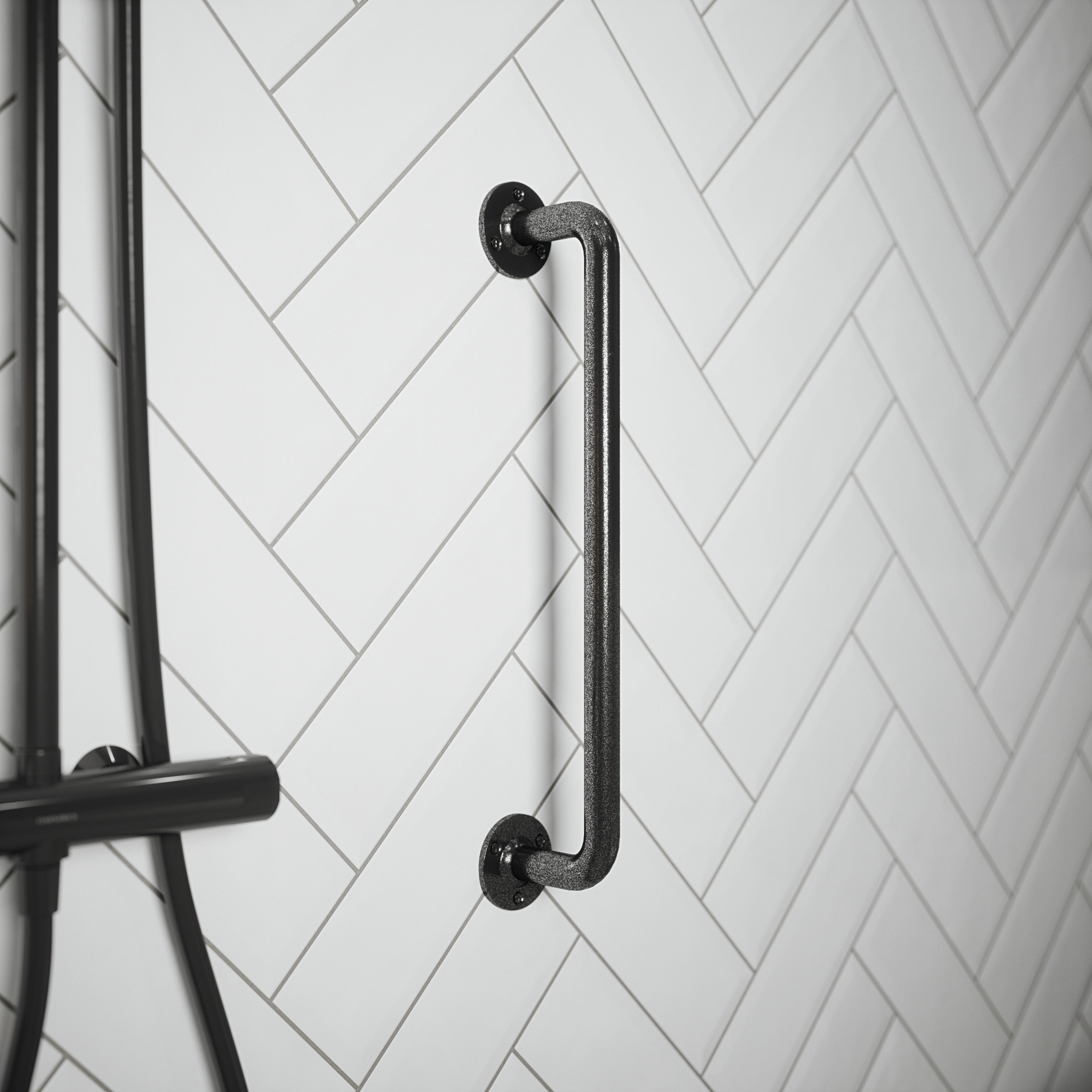 25mm Steel Grab Rail - 457mm Length - Pewter - view 2