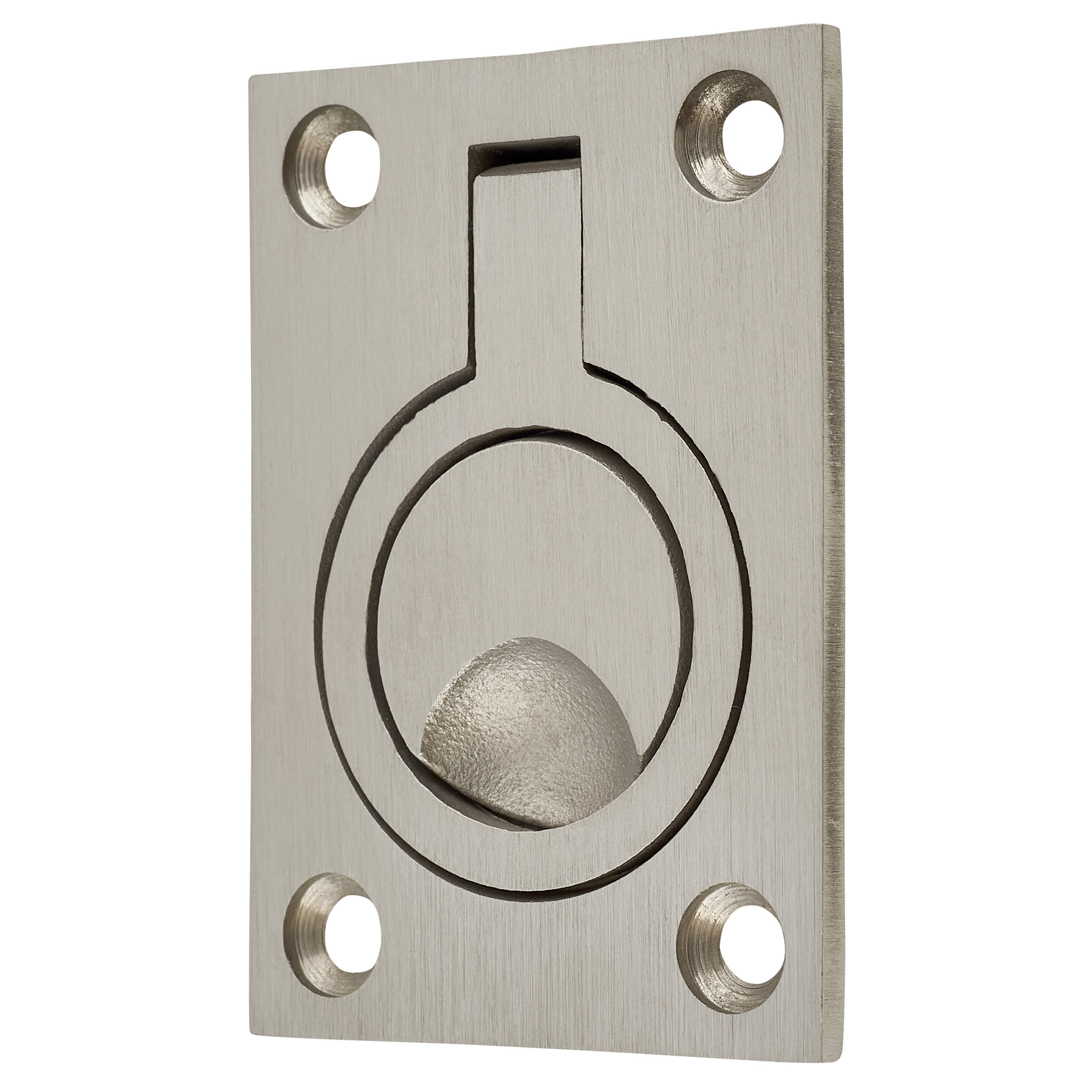 Rectangular Flush Ring Cabinet Pull Handle - 62 x 44mm - Satin Stainless Steel - view 2