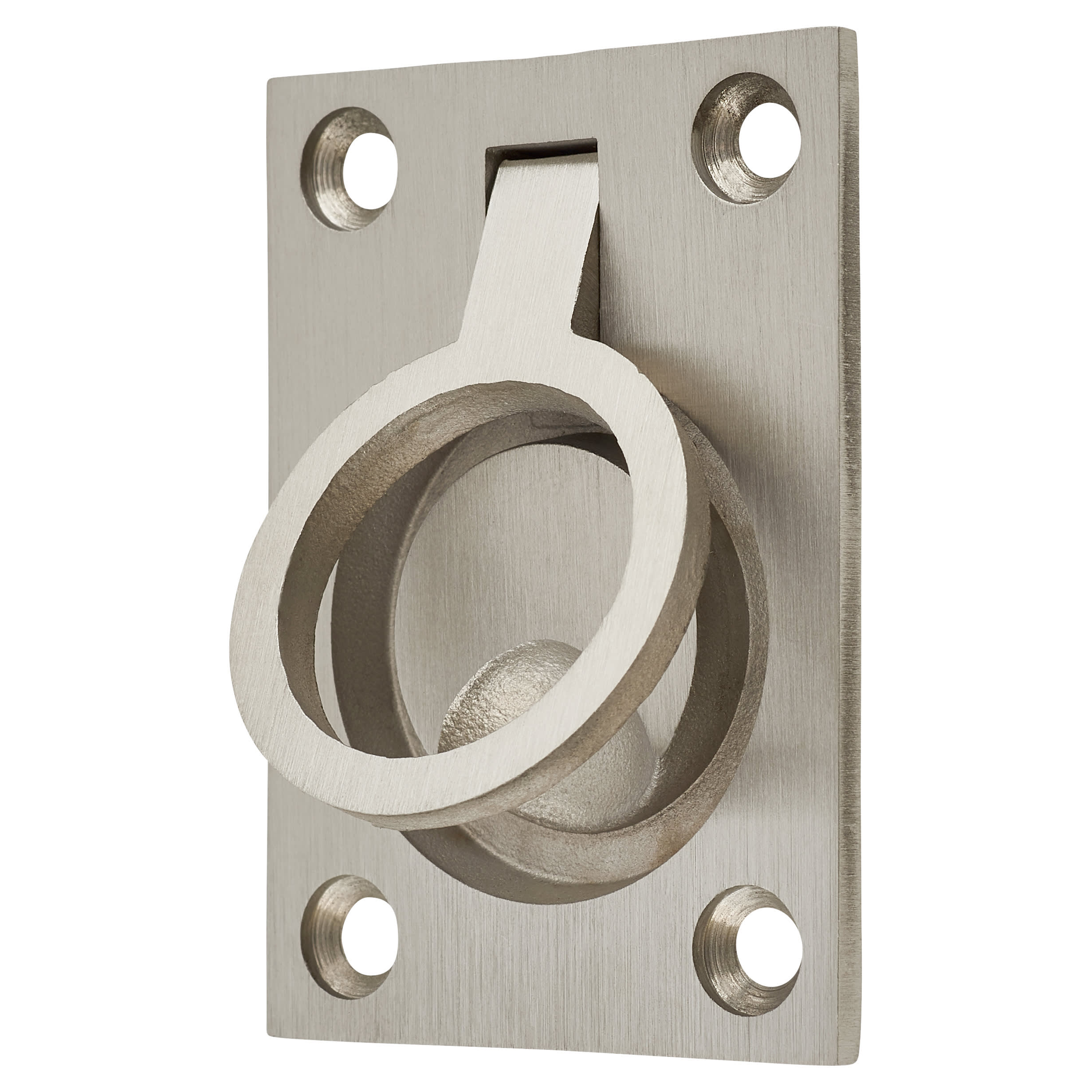 Rectangular Flush Ring Cabinet Pull Handle - 62 x 44mm - Satin Stainless Steel - view 3