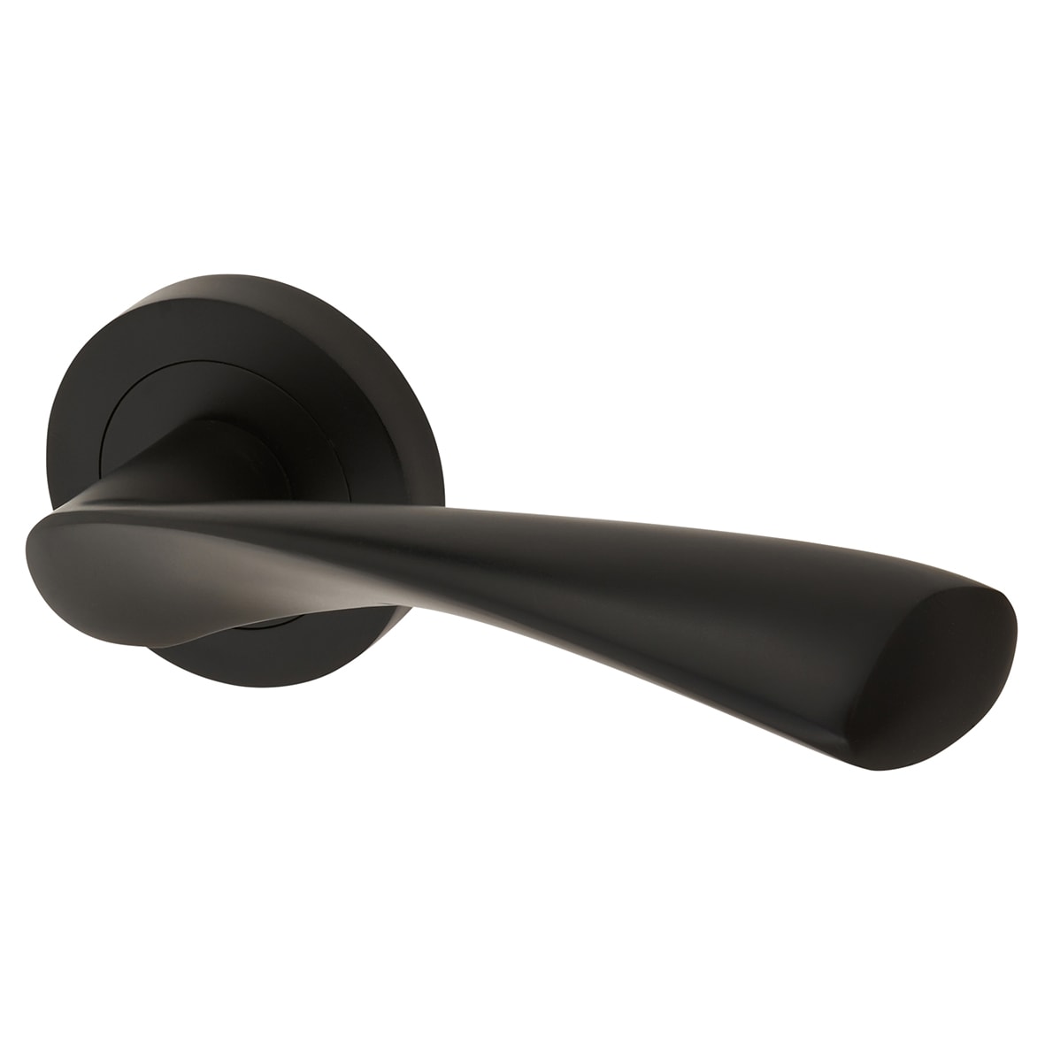 Matt Black Bathroom Deadbolt Lock Door Handles on Rose Pack - Ariel Range - view 2
