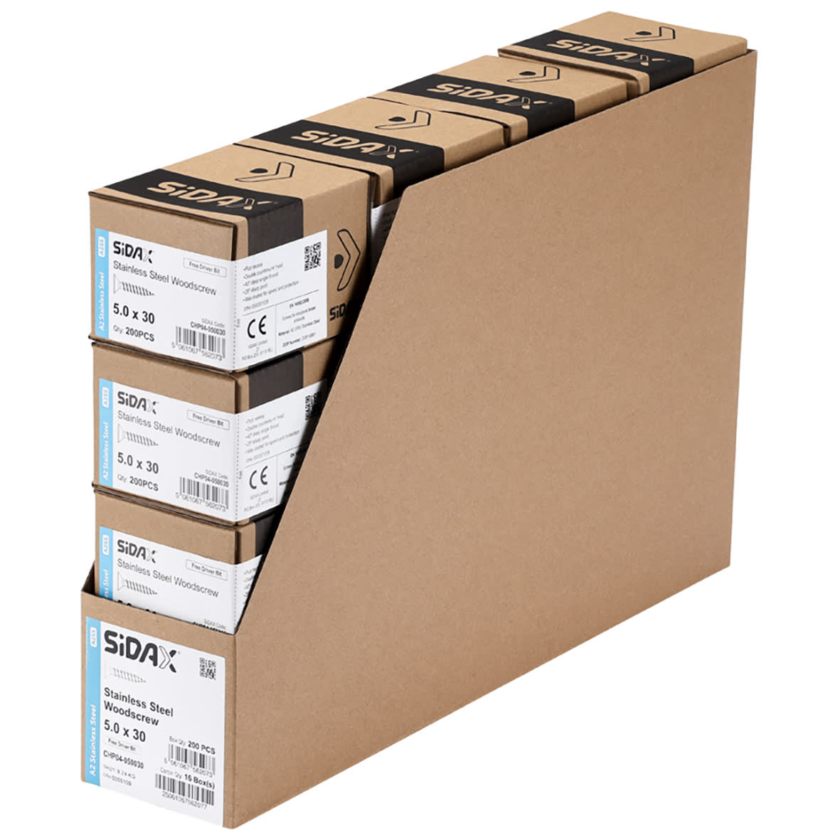 Pozi Countersunk Wood Screws - 5.0 x 30mm - A2 Stainless Steel - Pack of 200 - view 3