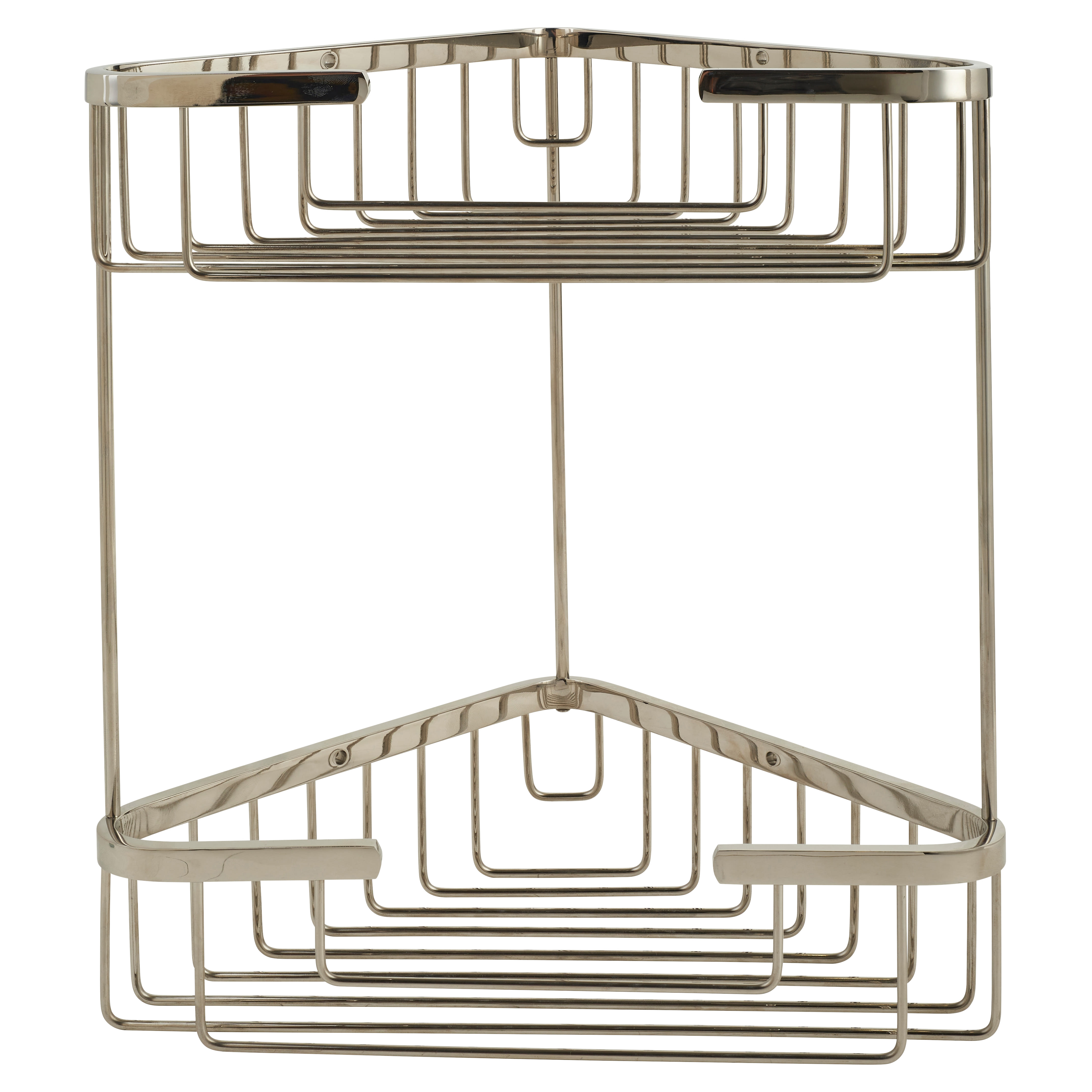 Small Corner Shower Basket - Two Tier - 285 x 255 x 195mm - Polished Stainless Steel - view 2