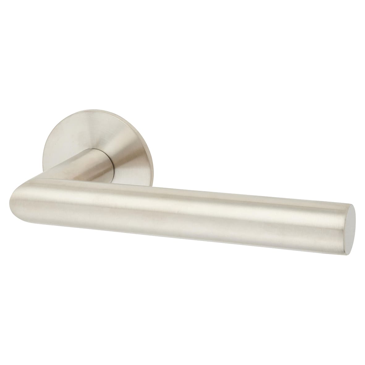 Satin Stainless Steel Door Handles on Round Slim Rose - Schema Minim Range - view 2