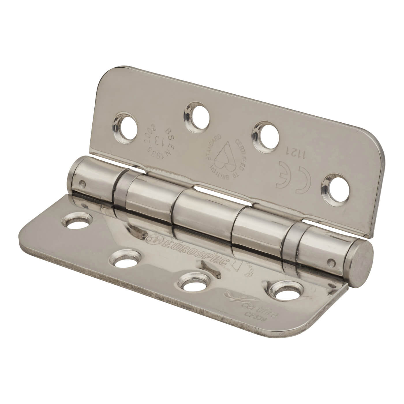 Radius Ball Bearing Grade 13 Butt Fire Door Hinge - 102 x 76 x 3mm - 201 Pol Stainless - Pair - view 3