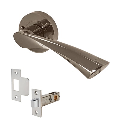 Black Nickel Privacy Door Handles on Round Rose - Flex Range - view 2