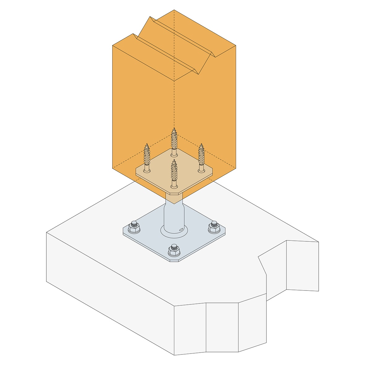 APB Adjustable Elevated Post Base for 100-200mm Posts - 100-150mm Height - view 3