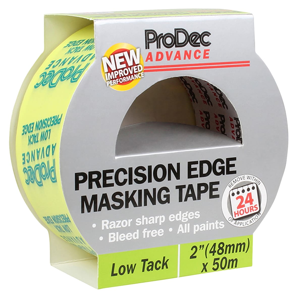 Low Tack Precision Edge Masking Tape - 48mm x 50m - Yellow - view 2