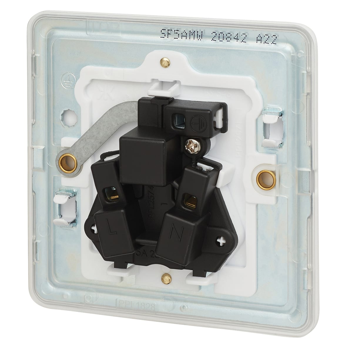 5A Screwless Flat Plate Unswitched Round Pin Socket - Matt White with White Insert - view 2