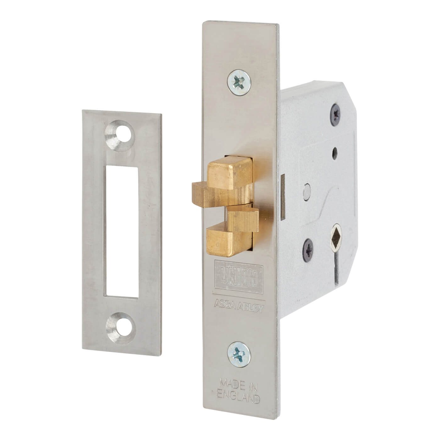 2426 3 Lever Sliding Door Lock - 77.5mm Case - 57mm Backset - Satin Stainless Steel - view 2