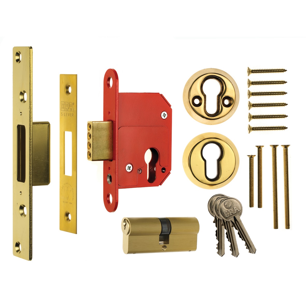 Fortress:2007 Bolt Through Euro Profile Sashlock - 76mm Case - 56mm Backset - Polished Brass - view 2